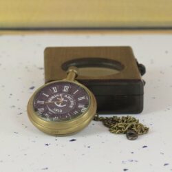 Marine Anchor 1912 Pocket Watch | Antique Brass, Handcrafted, Miyota Movement, Roman Numerals & Chain | Nautical Timepiece Gift - Image 2