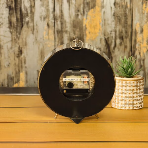 Nickel Finish Aluminium Desk Clock | Handcrafted, Vintage Alarm Style, Roman Numerals | Paris Inspired Tabletop Decor - Image 4