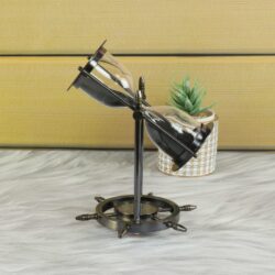 Decorative 20 cm Brass Hourglass Antique Black, Compass, and Rotation - Image 2