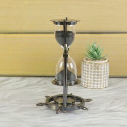 Decorative 20 cm Brass Hourglass Antique Black, Compass, and Rotation - Image 3