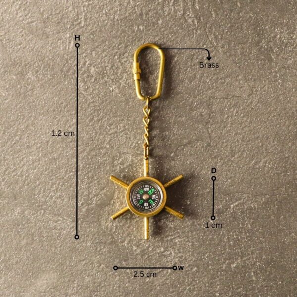 Shipwheel Compass Keychain | Functional Navigation | Handcrafted Nautical Gift & Accessory - Image 5