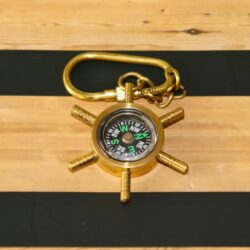 Small and Stunning Vintage Shipwheel Compass Keychain