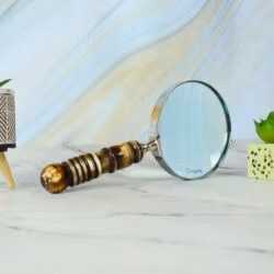 Turned Resin Handle & Nickel Magnifier | Brass Base, Polished Finish | Classic Reading Tool & Desk Accessory - Image 3