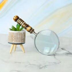 Turned Resin Handle & Nickel Magnifier | Brass Base, Polished Finish | Classic Reading Tool & Desk Accessory - Image 2