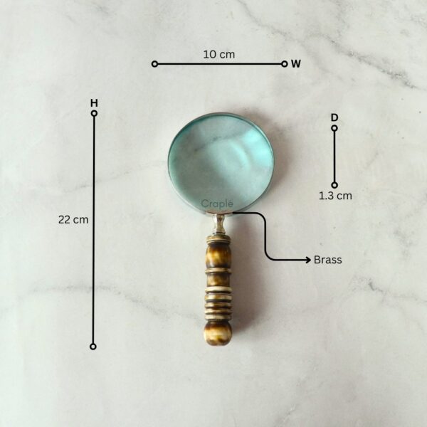 Turned Resin Handle & Nickel Magnifier | Brass Base, Polished Finish | Classic Reading Tool & Desk Accessory - Image 5