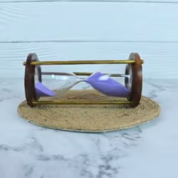 Vintage Brass & Wood 5 Min Hourglass | Sky Blue - Image 4