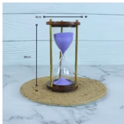 Vintage Brass & Wood 5 Min Hourglass | Sky Blue - Image 5