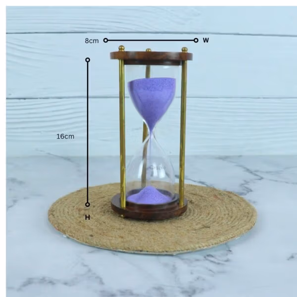 Vintage Brass & Wood 5 Min Hourglass | Sky Blue - Image 5