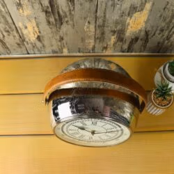 Globe-Shaped Nickel Steel Table Clock | Etched Map Detail, Leather Handle | Worldly Desk Decor & Unique Gift - Image 4
