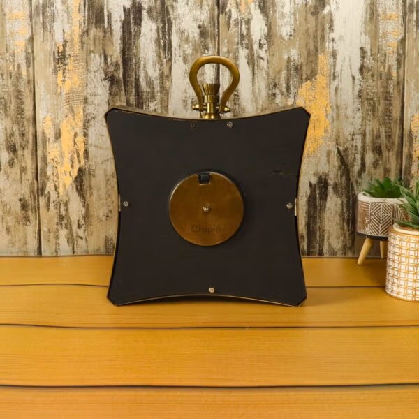 Warped Square Tabletop Clock & Hanging Clock | Antique Brass, Standard Numerals | Artistic Desk Decor & Gift - Image 4