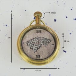 Game of Thrones Direwolf Sigil Pocket Watch | Shiny Brass , Handcrafted, Miyota Movement, Roman Numerals & Chain | Inspired Timepiece Gift - Image 7