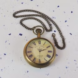 Victoria London 1915 Pocket Watch | Antique Brass, Miyota Movement, Crown Motif & Chain | Royal Inspired Timepiece Gift - Image 3