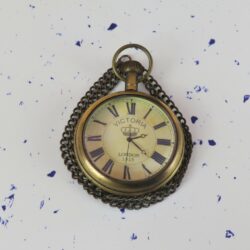 Victoria London 1915 Pocket Watch | Antique Brass, Miyota Movement, Crown Motif & Chain | Royal Inspired Timepiece Gift - Image 4
