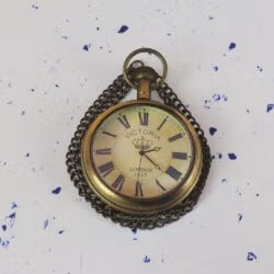 Victoria London 1915 Pocket Watch | Antique Brass, Miyota Movement, Crown Motif & Chain | Royal Inspired Timepiece Gift - Image 4