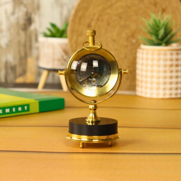 Victoria London Orb Desk Clock | Shiny Brass, Visible Mechanism | Elegant Tabletop Decor & Gift - Image 4