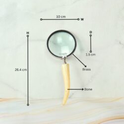 Horn Style Handle Magnifier | Nickel Finish Brass, Clear Lens | Rustic Modern Reading Aid & Gift - Image 5