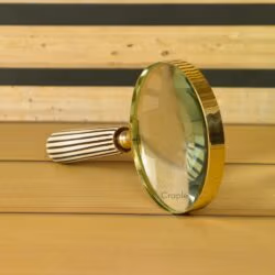 Striped Handle Shiny Brass Magnifier | Polished Finish, Clear Lens | Reading Aid & Modern Desk Decor - Image 3