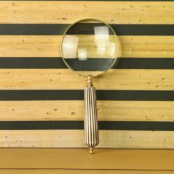 Striped Handle Shiny Brass Magnifier | Polished Finish, Clear Lens | Reading Aid & Modern Desk Decor - Image 4