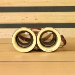 Light Yellow Aluminum Binocular | Angled Eyecups, Adjustable Focus | Retro Decor & Unique Gift w/ Leather Strap - Image 3