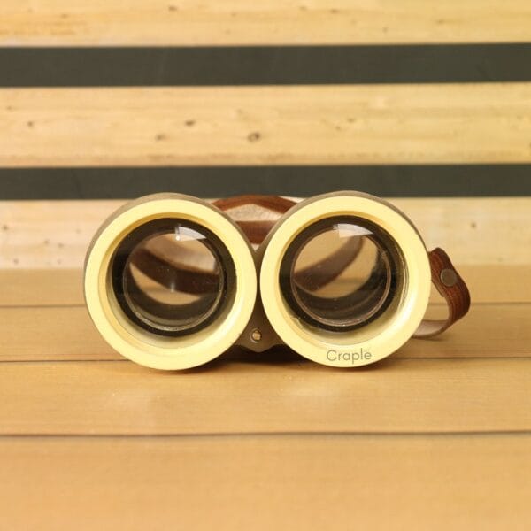 Light Yellow Aluminum Binocular | Angled Eyecups, Adjustable Focus | Retro Decor & Unique Gift w/ Leather Strap - Image 3