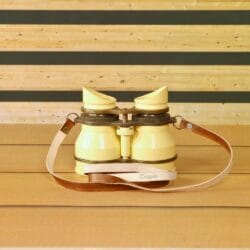 Light Yellow Aluminum Binocular | Angled Eyecups, Adjustable Focus | Retro Decor & Unique Gift w/ Leather Strap - Image 4