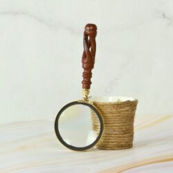 Rare Find Portable Wood Handheld Light Weight Brass Magnifying Glass - Image 6