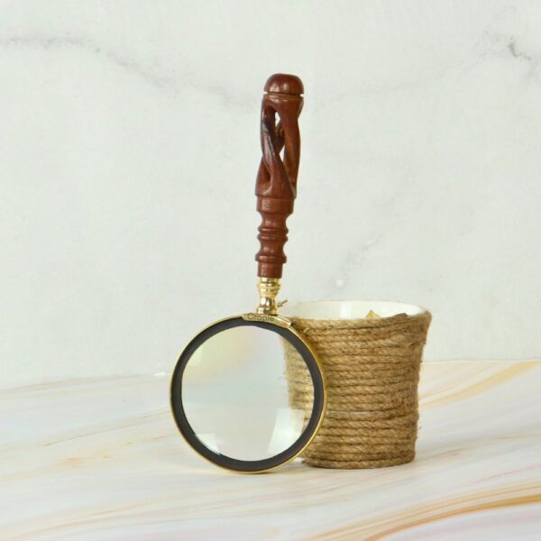 Rare Find Portable Wood Handheld Light Weight Brass Magnifying Glass - Image 6