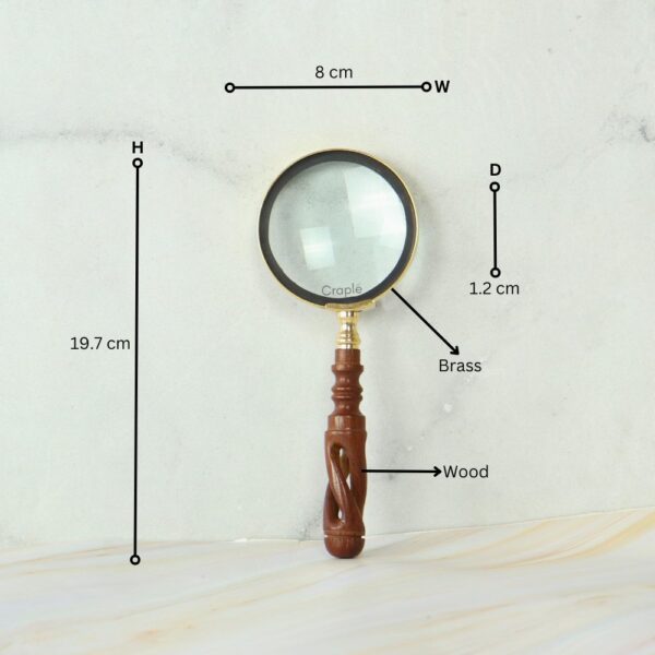 Rare Find Portable Wood Handheld Light Weight Brass Magnifying Glass - Image 7