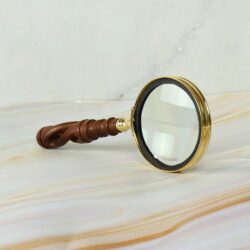 Rare Find Portable Wood Handheld Light Weight Brass Magnifying Glass - Image 5