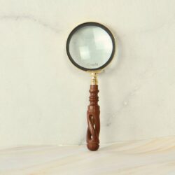 Rare Find Portable Wood Handheld Light Weight Brass Magnifying Glass - Image 3