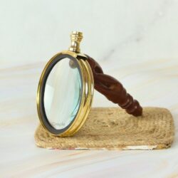 Rare Find Portable Wood Handheld Light Weight Brass Magnifying Glass - Image 2
