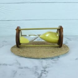 Classic Wood & Brass 3-Minute Hourglass | Sunny Yellow Sand, Shiny Accents | Elegant Desk Timer & Decor - Image 2