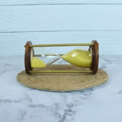 Classic Wood & Brass 3-Minute Hourglass | Sunny Yellow Sand, Shiny Accents | Elegant Desk Timer & Decor - Image 2