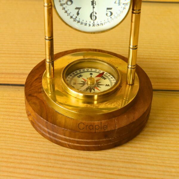 Decorative Attached Compass Desk Clock - Image 5