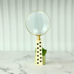 Domino Handle Shiny Brass Magnifier | Playful Design, Clear Lens | Reading Aid & Unique Desk Gift - Image 2