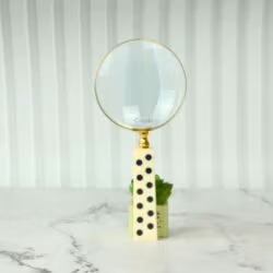 Domino Handle Shiny Brass Magnifier | Playful Design, Clear Lens | Reading Aid & Unique Desk Gift - Image 2