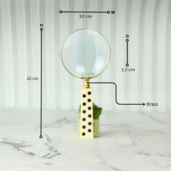 Domino Handle Shiny Brass Magnifier | Playful Design, Clear Lens | Reading Aid & Unique Desk Gift - Image 4