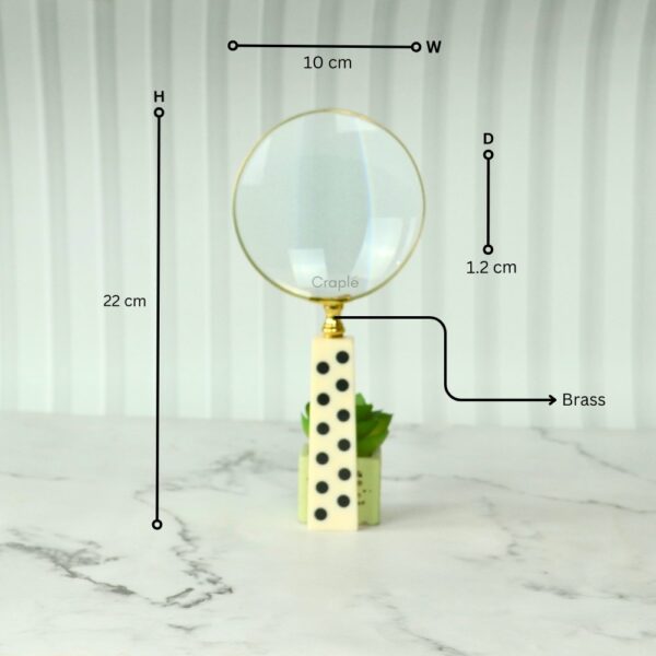 Domino Handle Shiny Brass Magnifier | Playful Design, Clear Lens | Reading Aid & Unique Desk Gift - Image 4