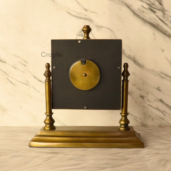 Tilting Square Antique Brass Table Clock | 49 Bond Street Style, Roman Numerals | Handcrafted Desk Decor & Executive Gift - Image 5