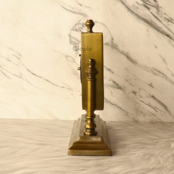 Tilting Square Antique Brass Table Clock | 49 Bond Street Style, Roman Numerals | Handcrafted Desk Decor & Executive Gift - Image 4