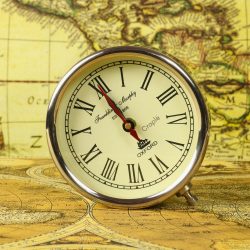 Adjustable Tripod Desk Clock | Nickel Finish Brass Head, Wood & Steel Stand | Vintage Surveyor Style Decor Gift - Image 4