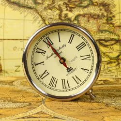 Adjustable Tripod Desk Clock | Nickel Finish Brass Head, Wood & Steel Stand | Vintage Surveyor Style Decor Gift - Image 4