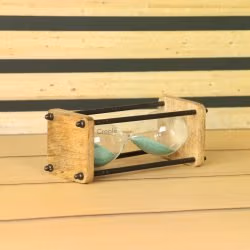 10-Minute Natural Wood & Brass Sand Timer | Antique Black Pillars, Dark Green Sand, Classic Design | Focus Aid & Rustic Decor Gift - Image 4