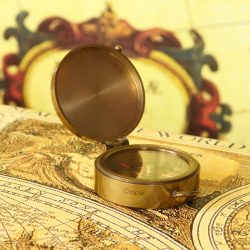 Small Antique Brass Pocket Compass | Handcrafted Precision, Sliding Needle Stop, Chain Included | Vintage Navigational Keepsake - Image 3