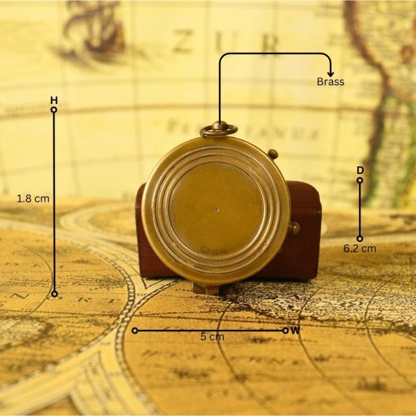 Small Antique Brass Pocket Compass | Handcrafted Precision, Sliding Needle Stop, Chain Included | Vintage Navigational Keepsake - Image 8