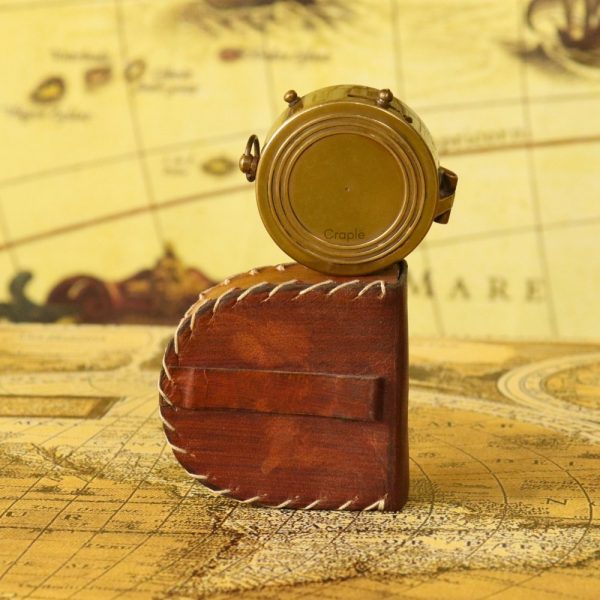 Small Antique Brass Pocket Compass | Handcrafted Precision, Sliding Needle Stop, Chain Included | Vintage Navigational Keepsake - Image 5