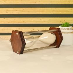 Hexagonal 30-Minute Sand Timer | Wood & Nickel Brass, White Sand, Antique Finish | Elegant Desk Decor & Focus Gift - Image 4