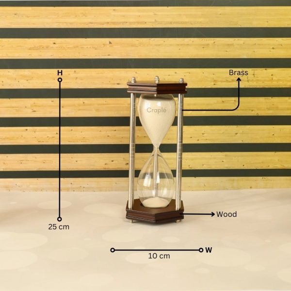 Hexagonal 30-Minute Sand Timer | Wood & Nickel Brass, White Sand, Antique Finish | Elegant Desk Decor & Focus Gift - Image 6