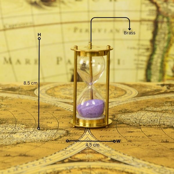 Petite Shiny Brass 1-Minute Sand Timer | Purple Sand, Classic Design | Desk Focus Aid & Charming Gift - Image 5