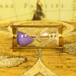 Petite Shiny Brass 1-Minute Sand Timer | Purple Sand, Classic Design | Desk Focus Aid & Charming Gift - Image 4